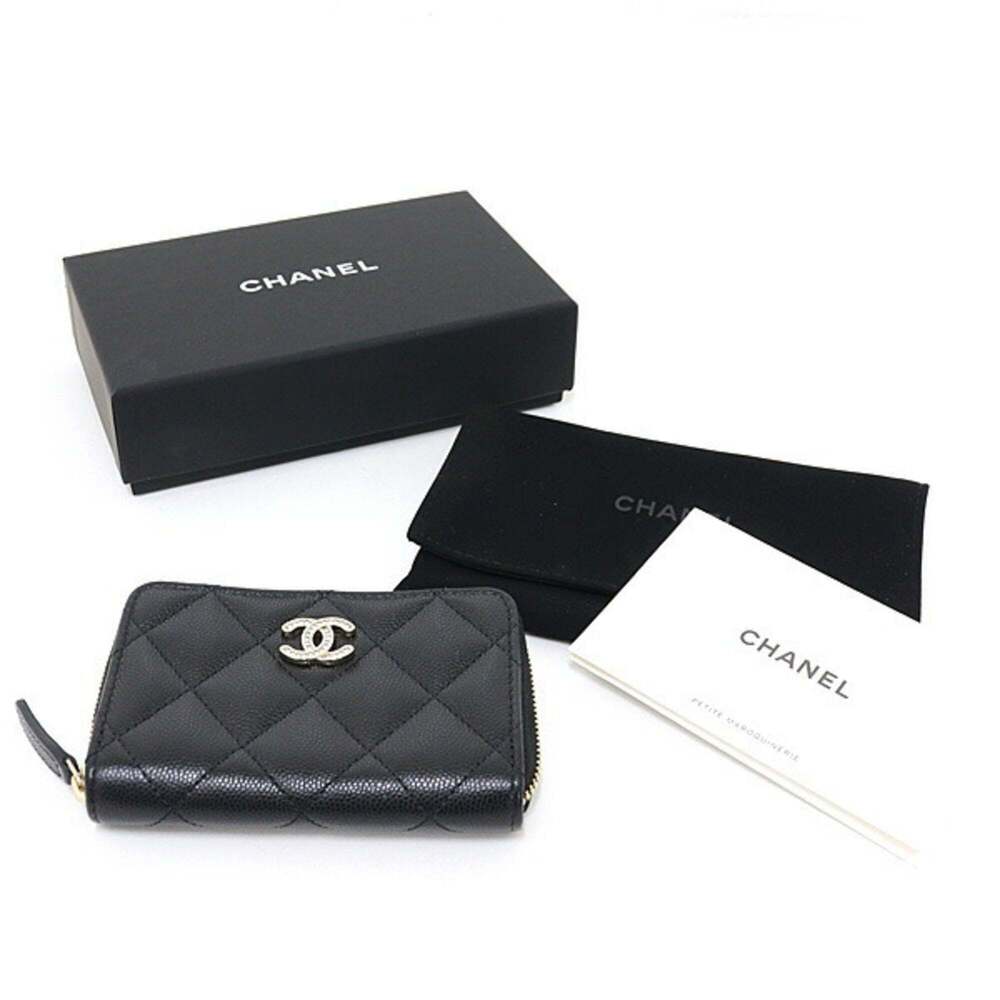 CHANEL Authentic Black Caviar Leather Logo Wallet - Picture 6 of 6